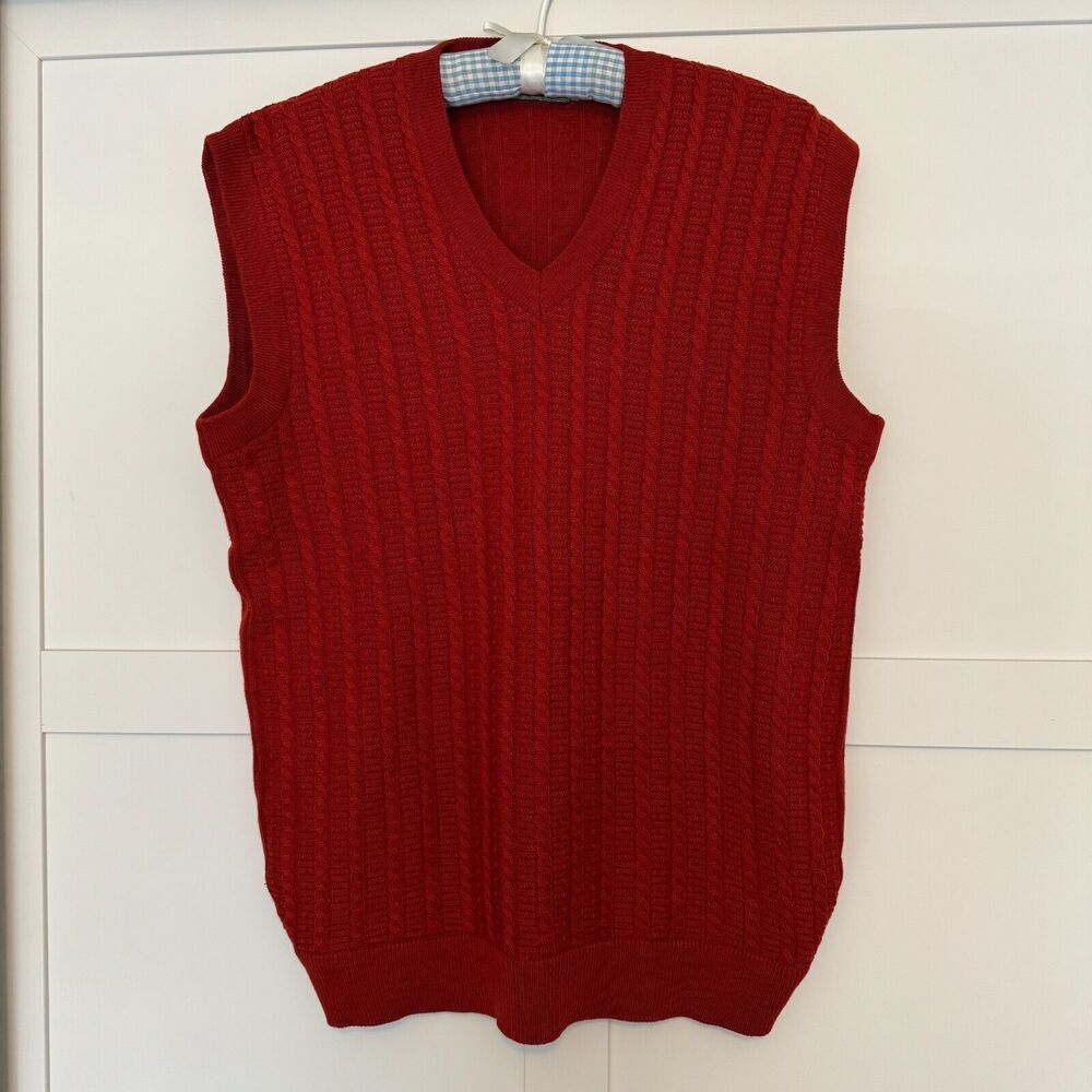 Vintage Sandesh Sweater Vest Red Rust Brown Y2K Men's